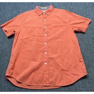Tommy Bahama‎ Shirt Mens Large Orange Short Sleeve Button Front Casual Summer